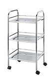 WENKO Badwagen mit 3 Etagen, Beistellwagen mit Rollen, aus lackiertem Stahl, 41 x 75 x 32 cm (Chrom)